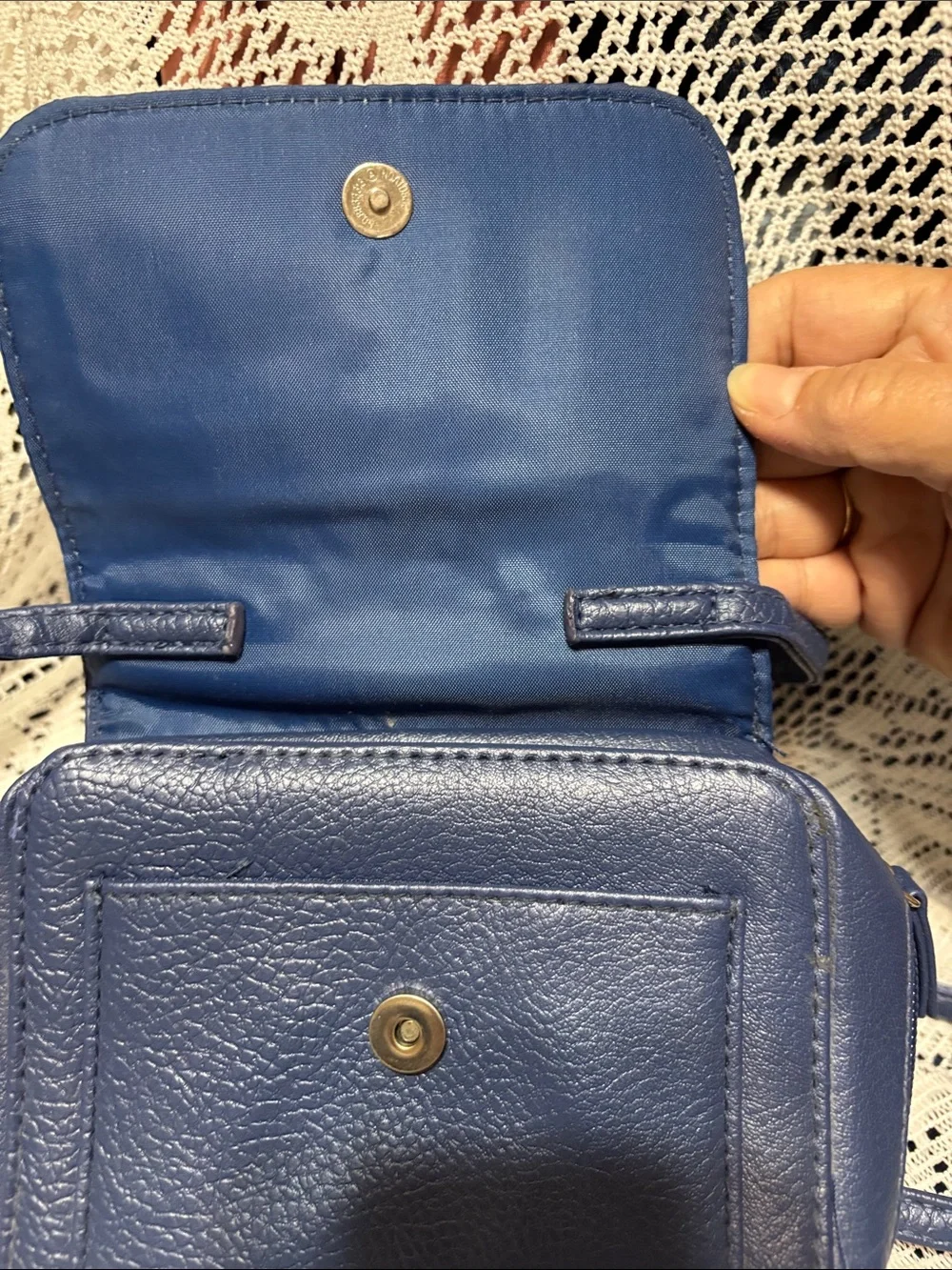 Avon Blue Compact Crossbody Bag with Flap